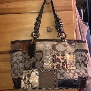 Coach block pattern tote bag
